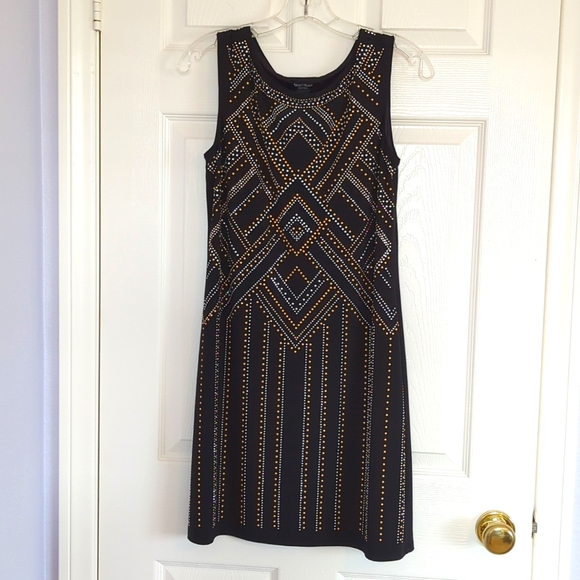 White House Black Market Dresses & Skirts - WHBM Black Silver Gold Studded Design Sleeveless Cocktail Art Deco Dress SP